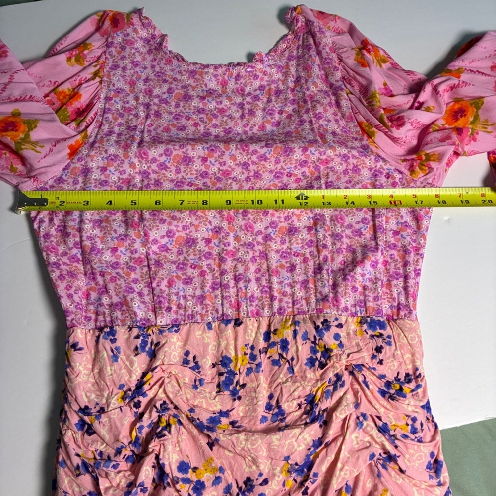 R. Vivimos Dress M Peasant Boho Fairycore Whimsy Tiered Ruched Ruffles - Picture 11 of 12